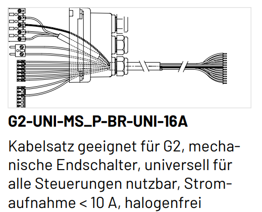 Marantec Kabelsätze G2-UNI-MS_P-BR-UNI-16A, für Industrietorantriebe